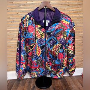 Vintage Lavon Y2K Abstract Bomber Jacket 80s 90s Retro Colorful Womens Petite